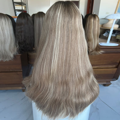 Customized Order Ash Platinum Glow Lace Top Wigs