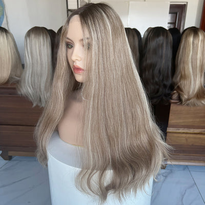 Customized Order Ash Platinum Glow Lace Top Wigs