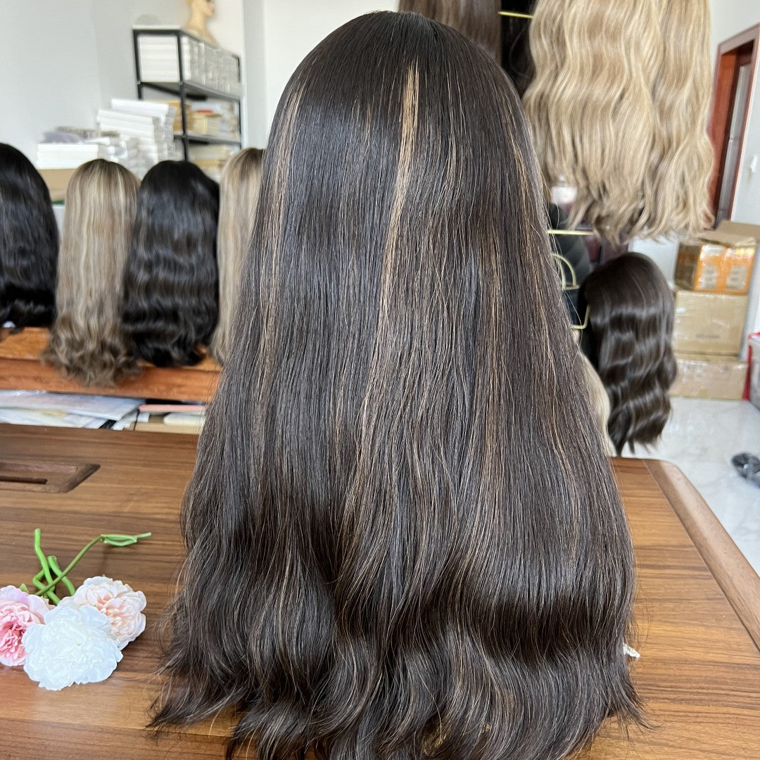 Skin Top Wig with Velvet Base – High Density #1/8 | Refined Wigs