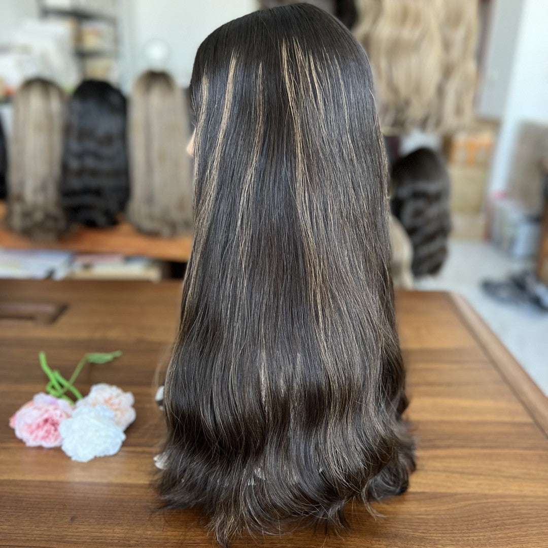 Skin Top Wig with Velvet Base – High Density #1/8 | Refined Wigs