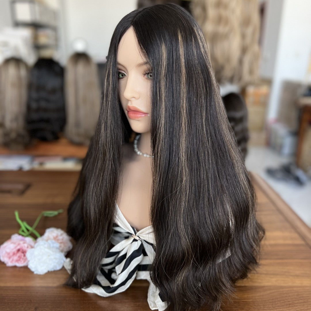 Skin Top Wig with Velvet Base – High Density #1/8 | Refined Wigs