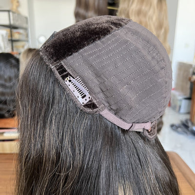 Skin Top Wig with Velvet Base – High Density #1/8 | Refined Wigs
