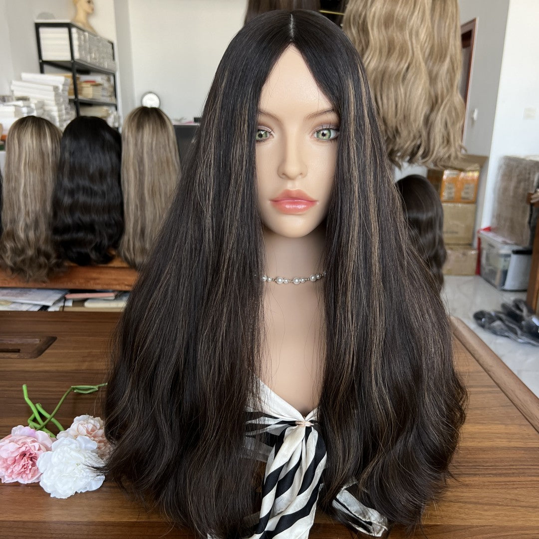 Skin Top Wig with Velvet Base – High Density #1/8 | Refined Wigs