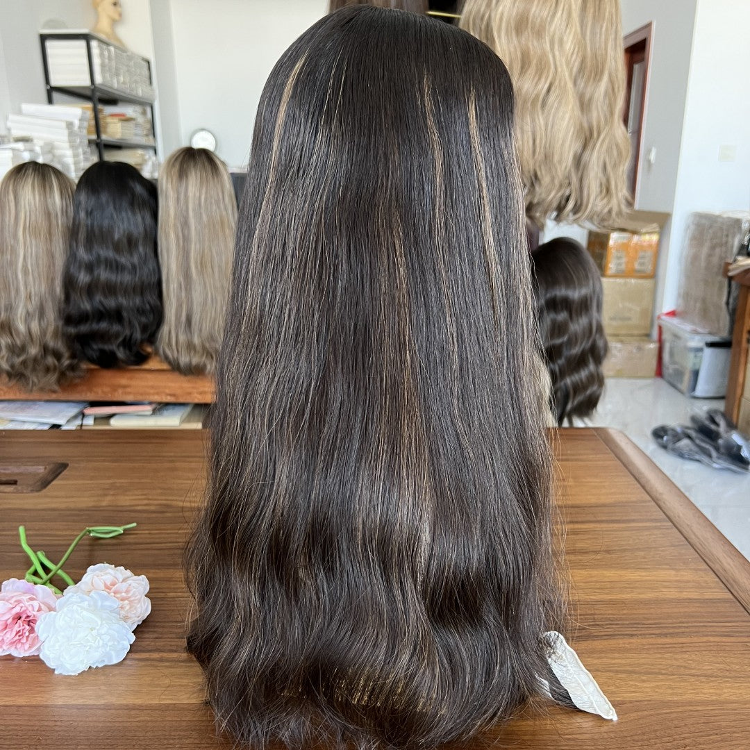 Skin Top Wig with Velvet Base – High Density #1/8 | Refined Wigs